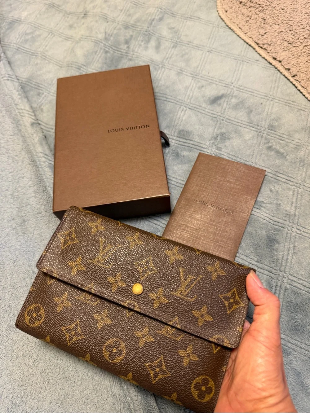 Louis Vuitton Monogram Canvas Flap Wallet - Brown & Gold
